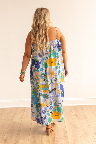 Blue Tropical Maxi Dress