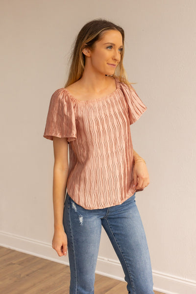 Lustrous Elegance Rose Gold Silk Top