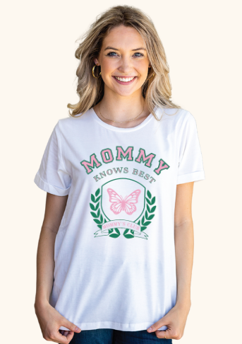 Mommy Knows Best on Vanilla Bean-White Cuff Tee