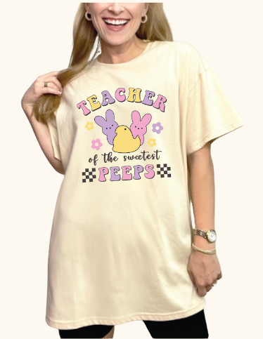 Teachers of the sweetest peeps on  Oversized Tee, Beige