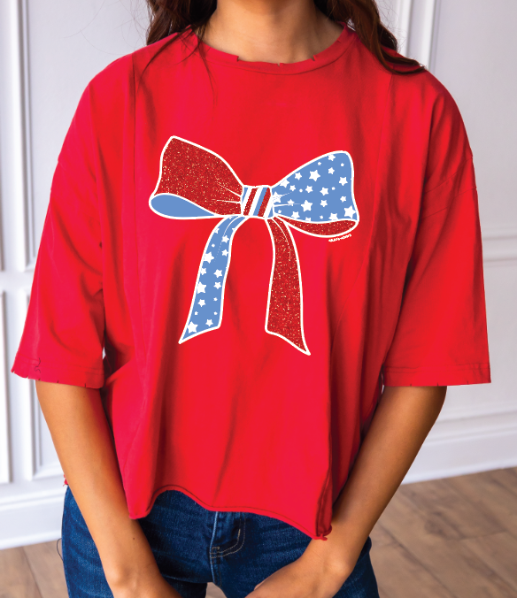 RWB Bow Red Boxy Crop Top