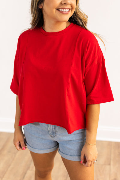 Red Boxy Crop Top