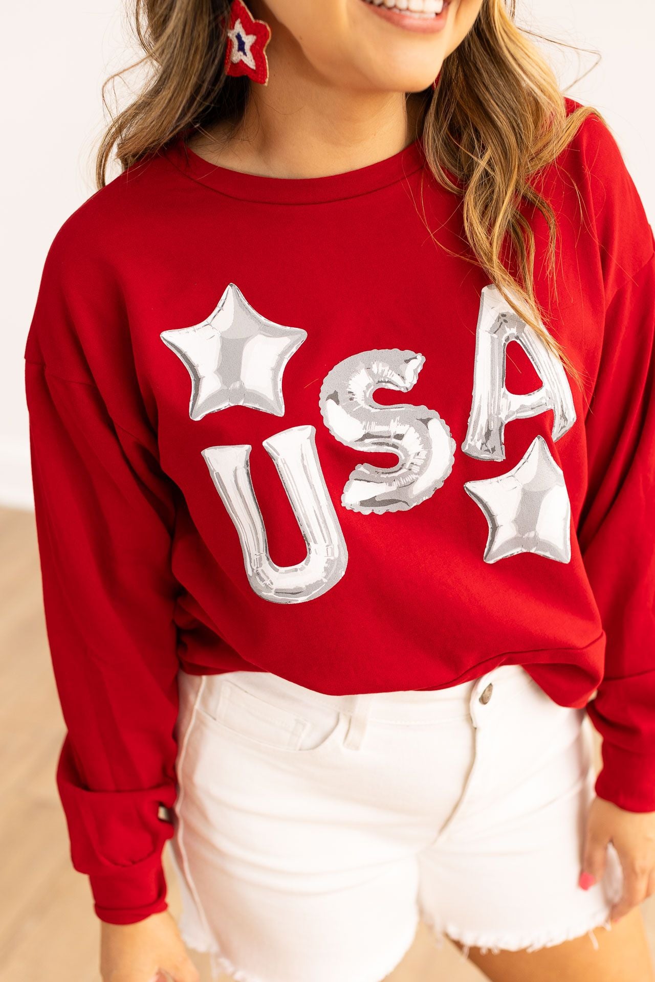 USA on Red Crop Sweatshirt