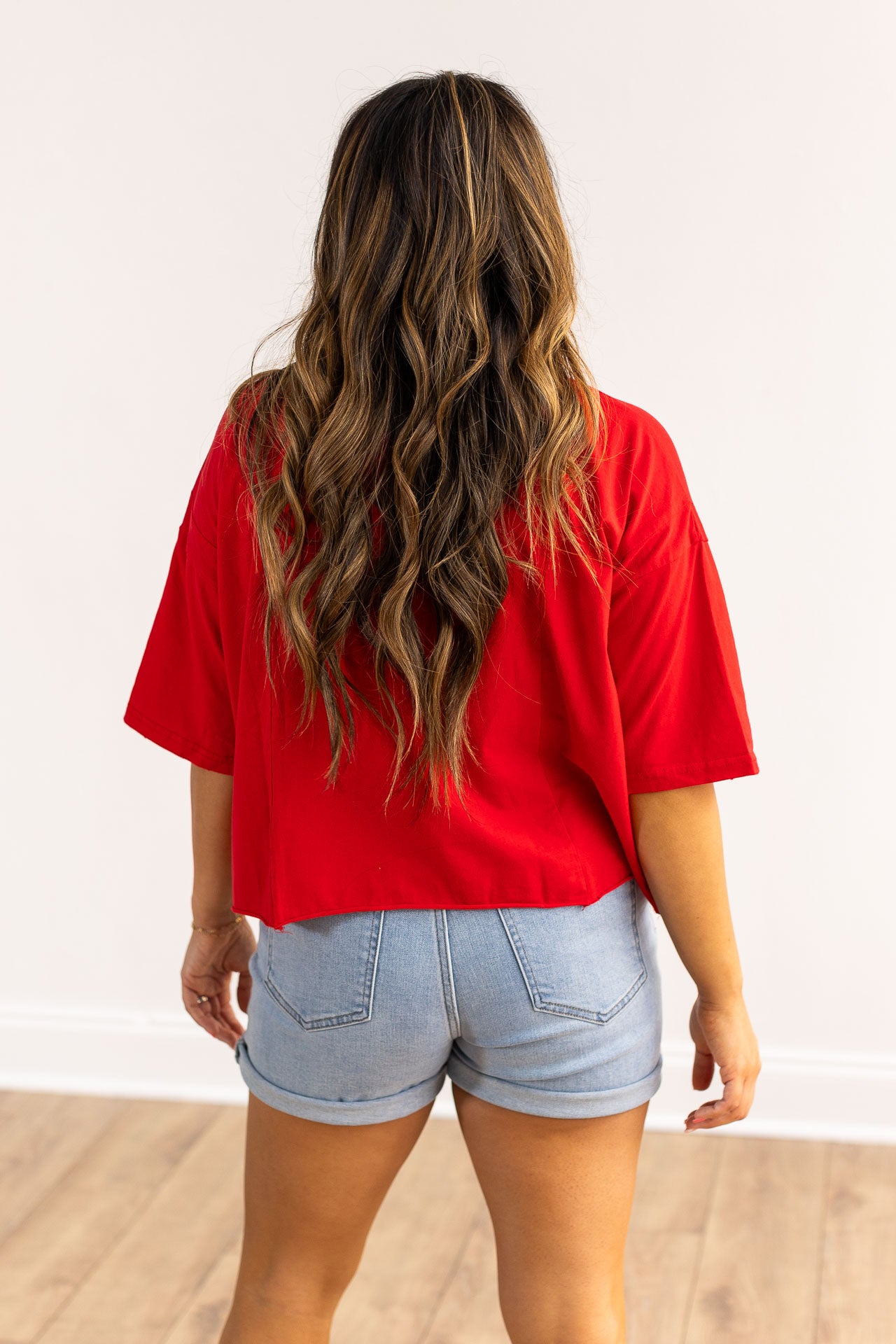 RWB Bow Red Boxy Crop Top