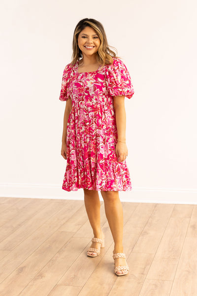 Dolly Doll Butter Chiffon Dress, Pink Floral