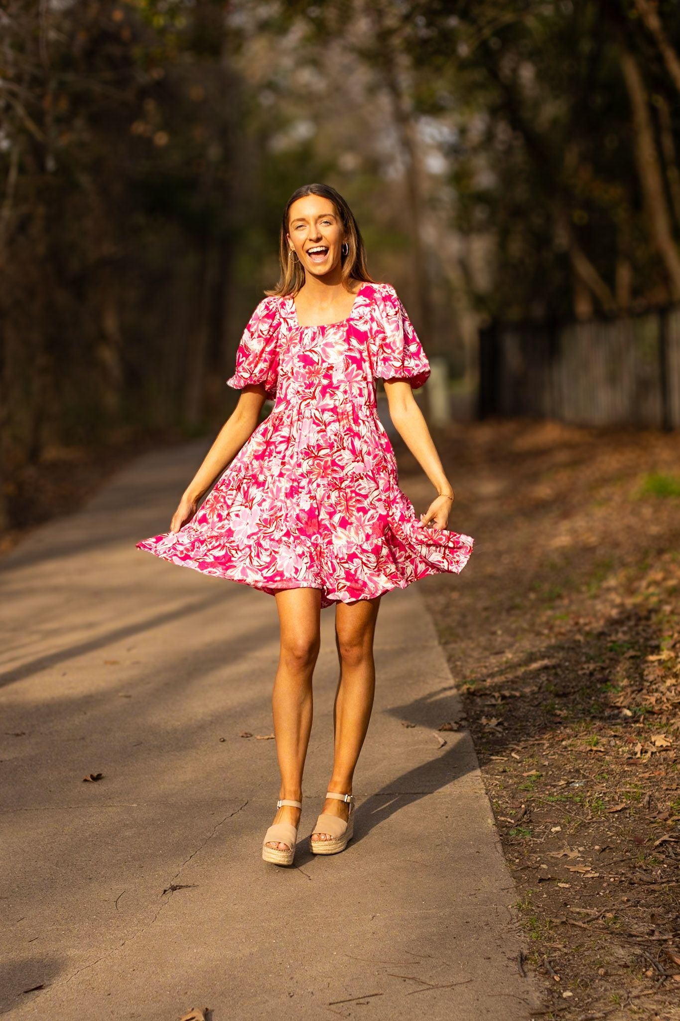 Dolly Doll Butter Chiffon Dress, Pink Floral