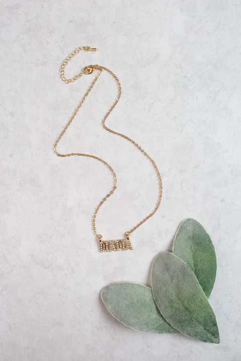 Icy MAMA Gold Chain Necklace With Gold Jeweled MAMA Pendant