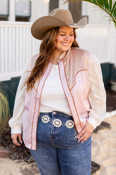 Sleeveless Satin Fringe Top, Pastel