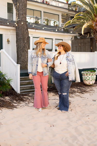 The Stacey Pink Denim Bell Bottoms