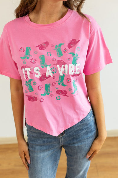 It's a Vibe Mom Crop, Pink