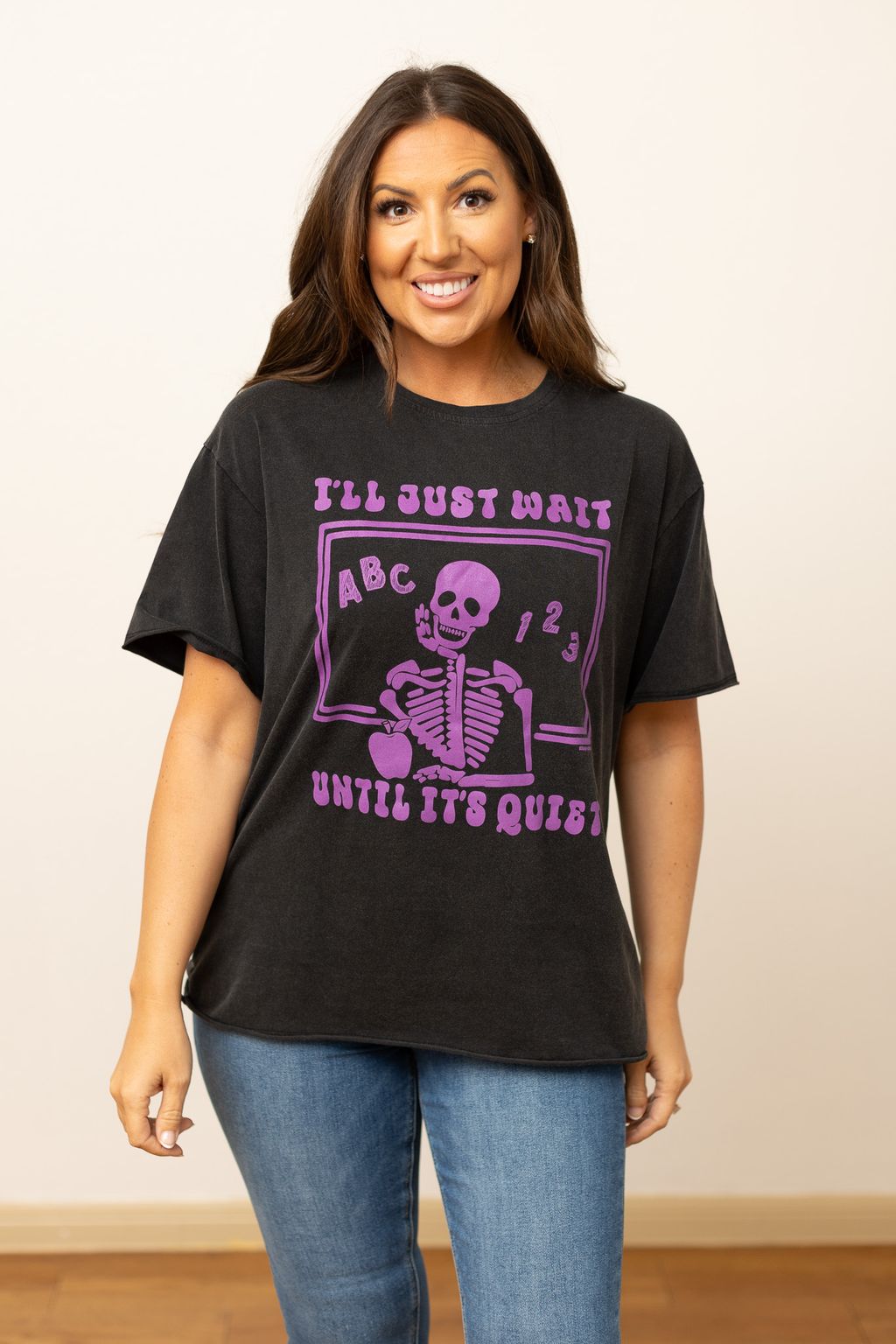 Until It Get Quiet on Black Tee Shirt Blank