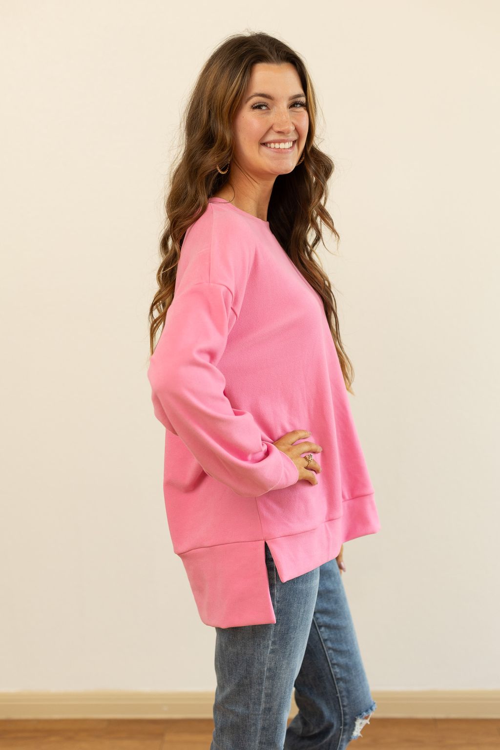 Micro Fleece Crewneck, Pink