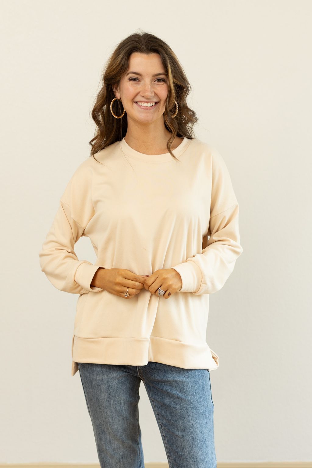 Micro Fleece Crewneck, Ivory