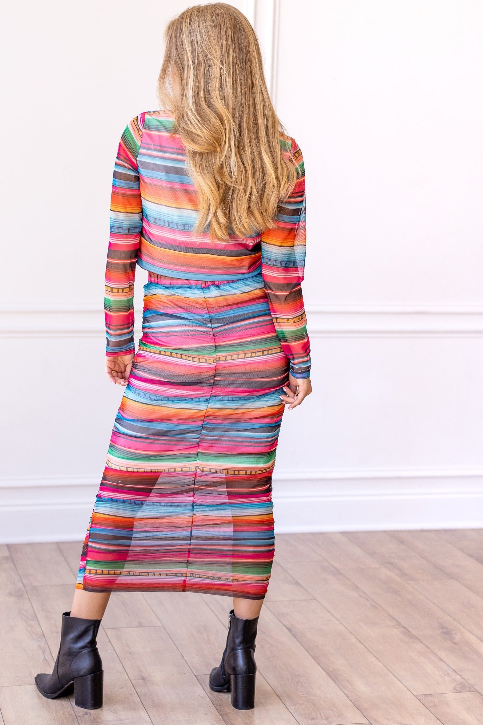 Southwestern Serape Mesh Midi Skirt