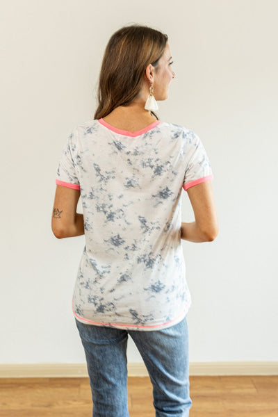 Leopard Texas on Marble & Pink Ringer Tee