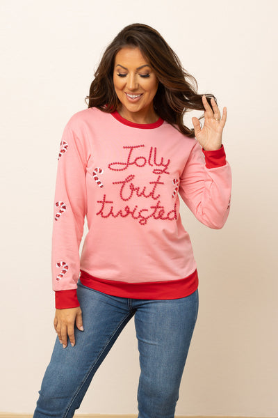 Jolly but Twisted Pink Sweatshirt