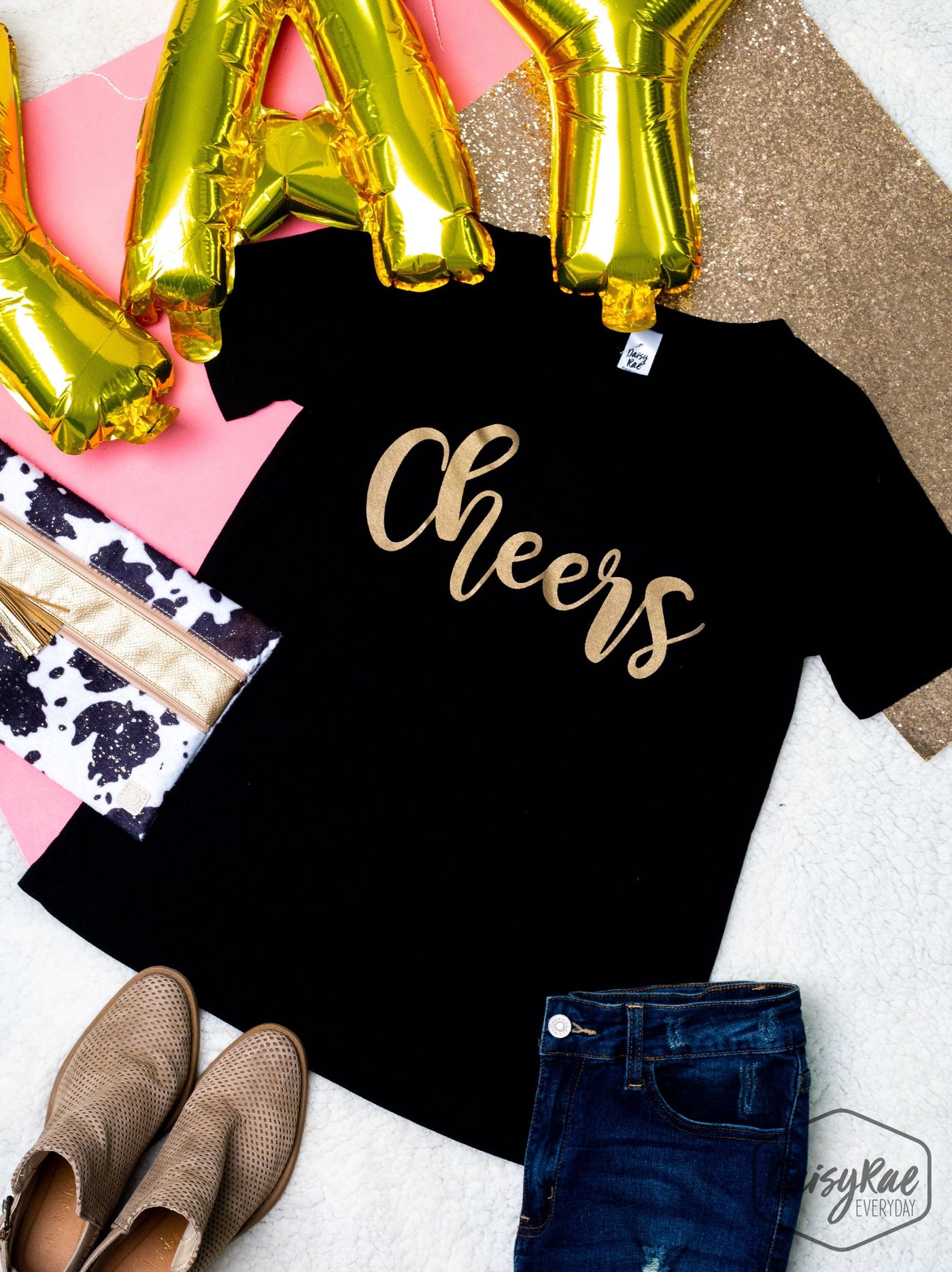 Cheers on Black Crewneck Tee