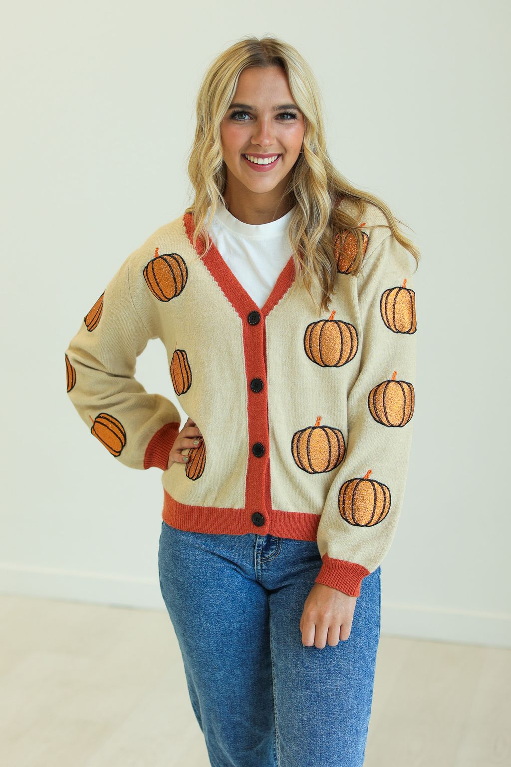 Glitter Pumpkin Cardigan