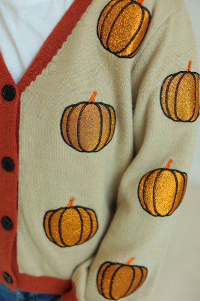 Glitter Pumpkin Cardigan