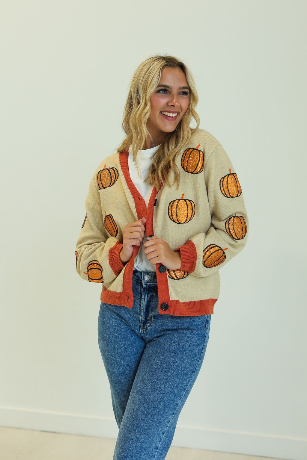 Glitter Pumpkin Cardigan