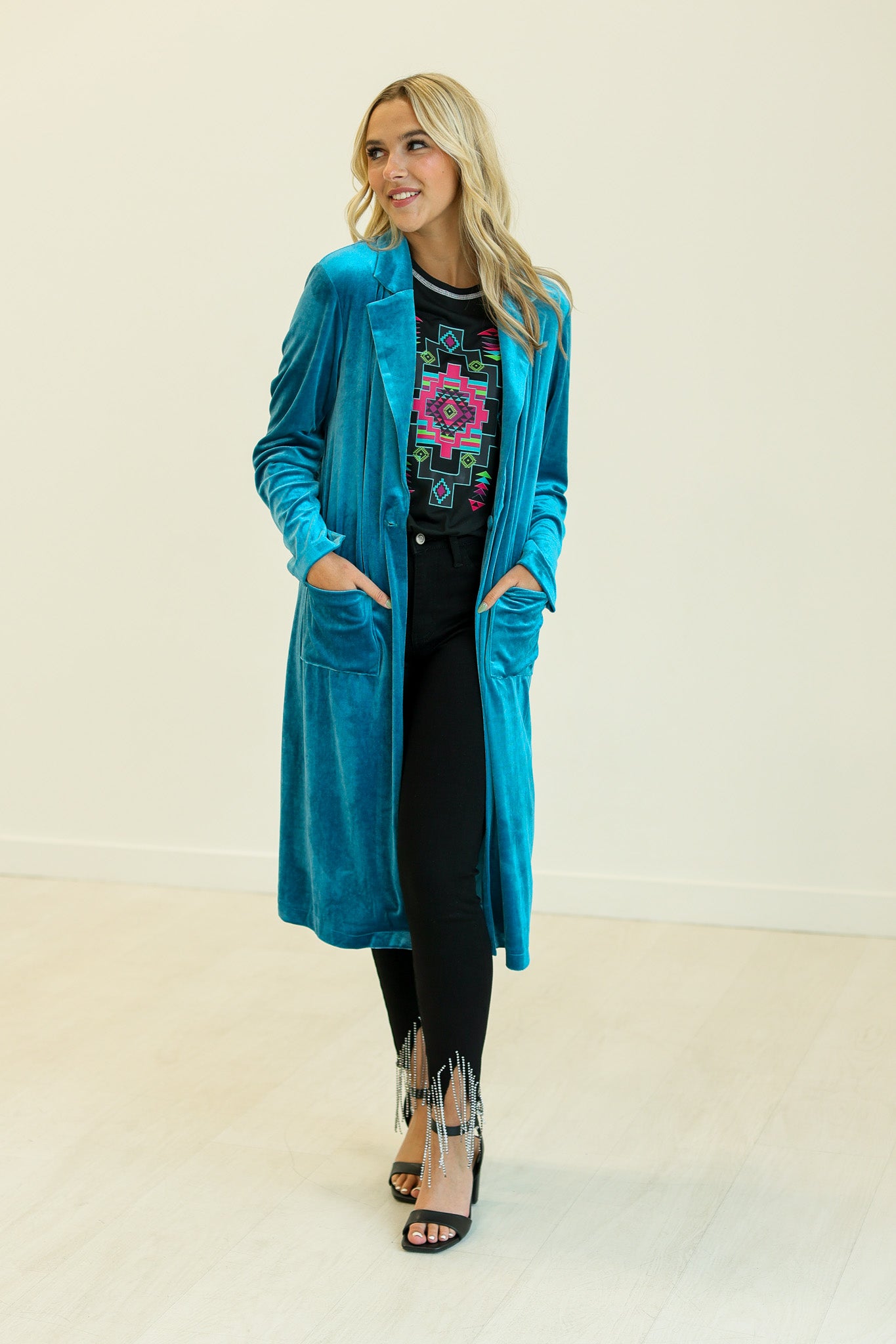 Hard Candy Velvet Jacket in Teal