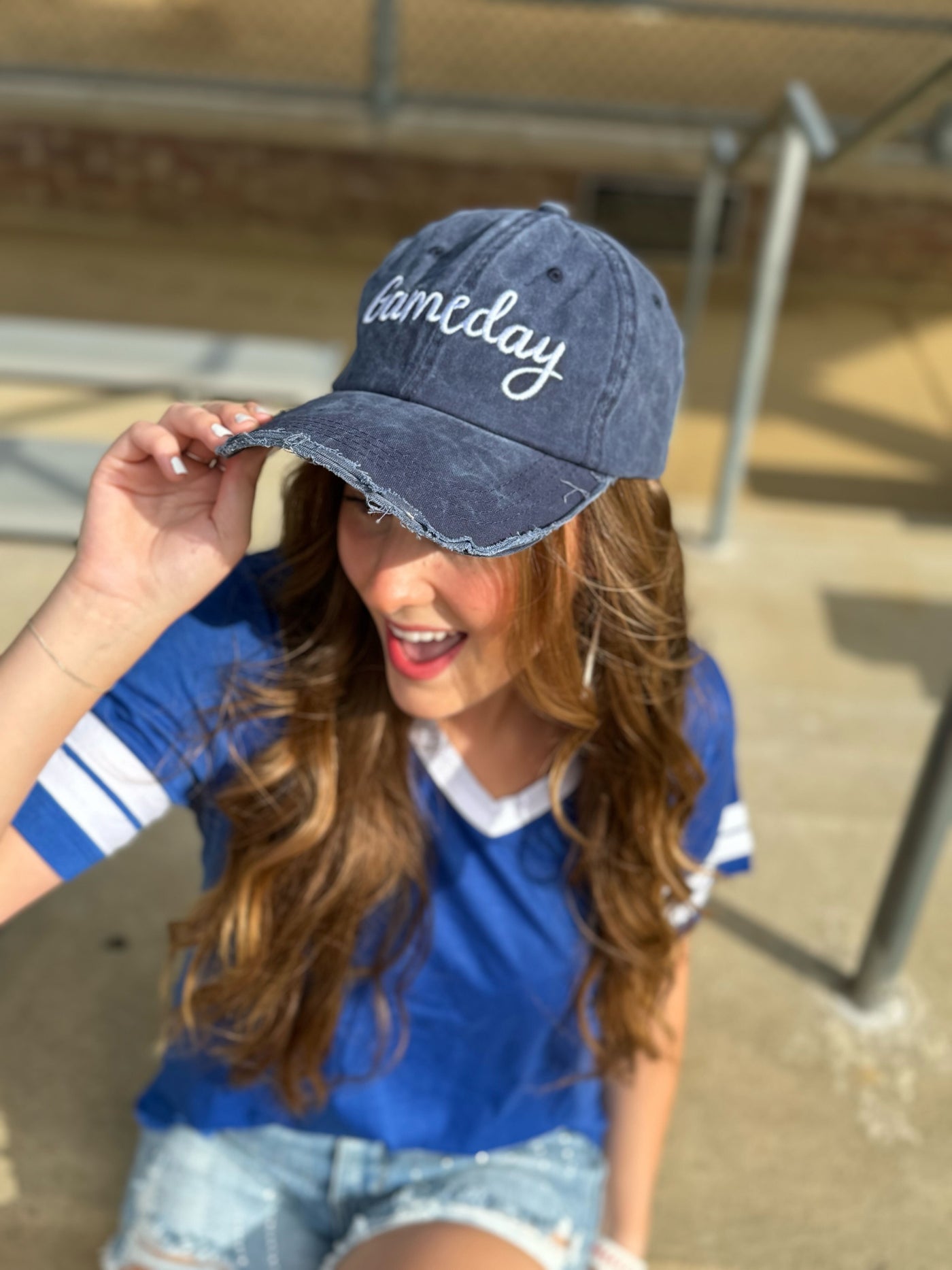 Gameday Embroidery on Navy Hat