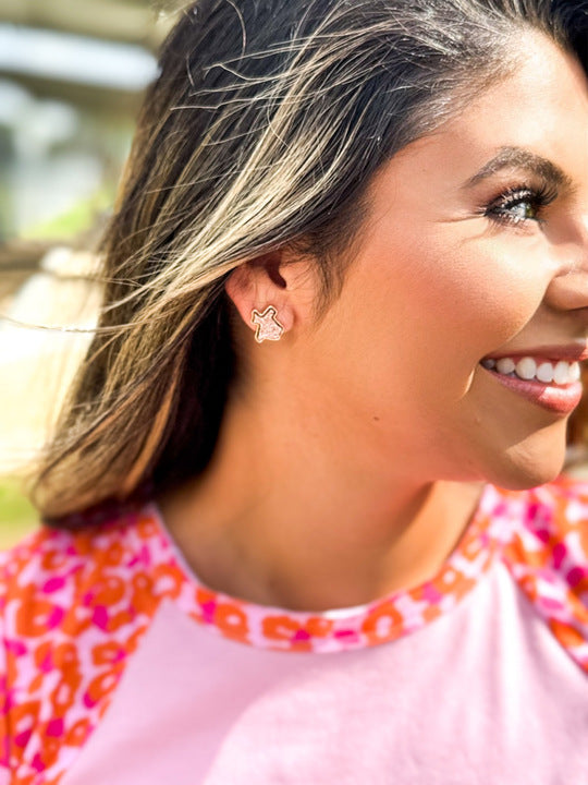 Texas Druzy Stud Earrings, Rose Gold