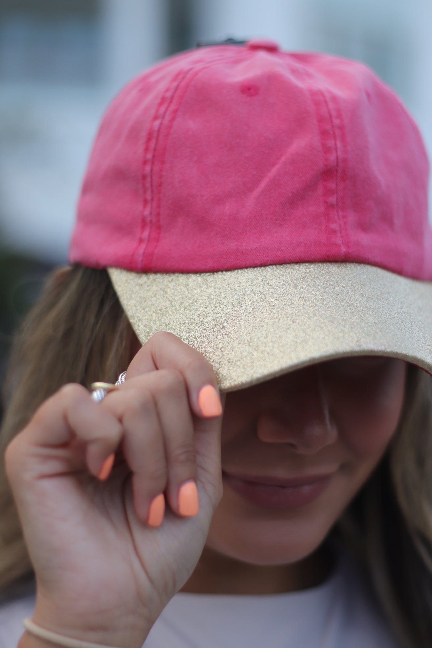 Red Hat with Gold Glitter Bill