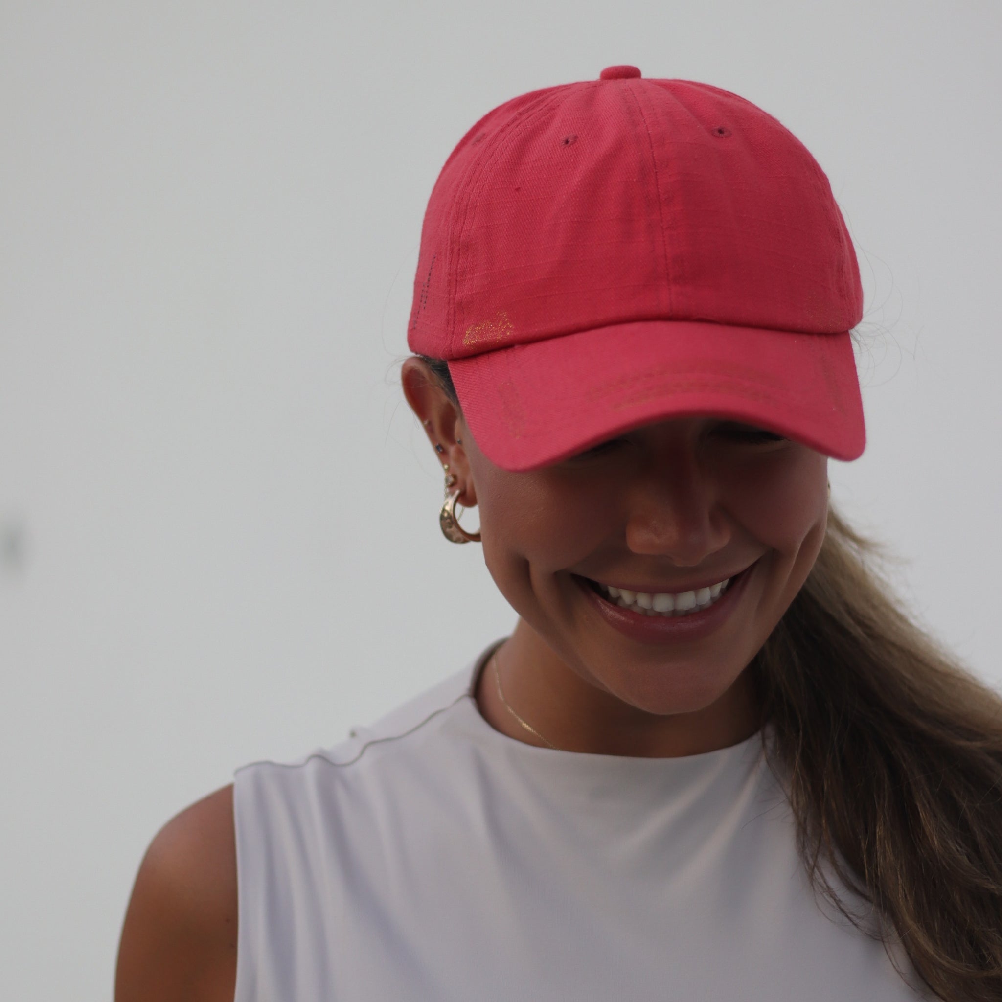 Red Hat with Gold Glitter Accents