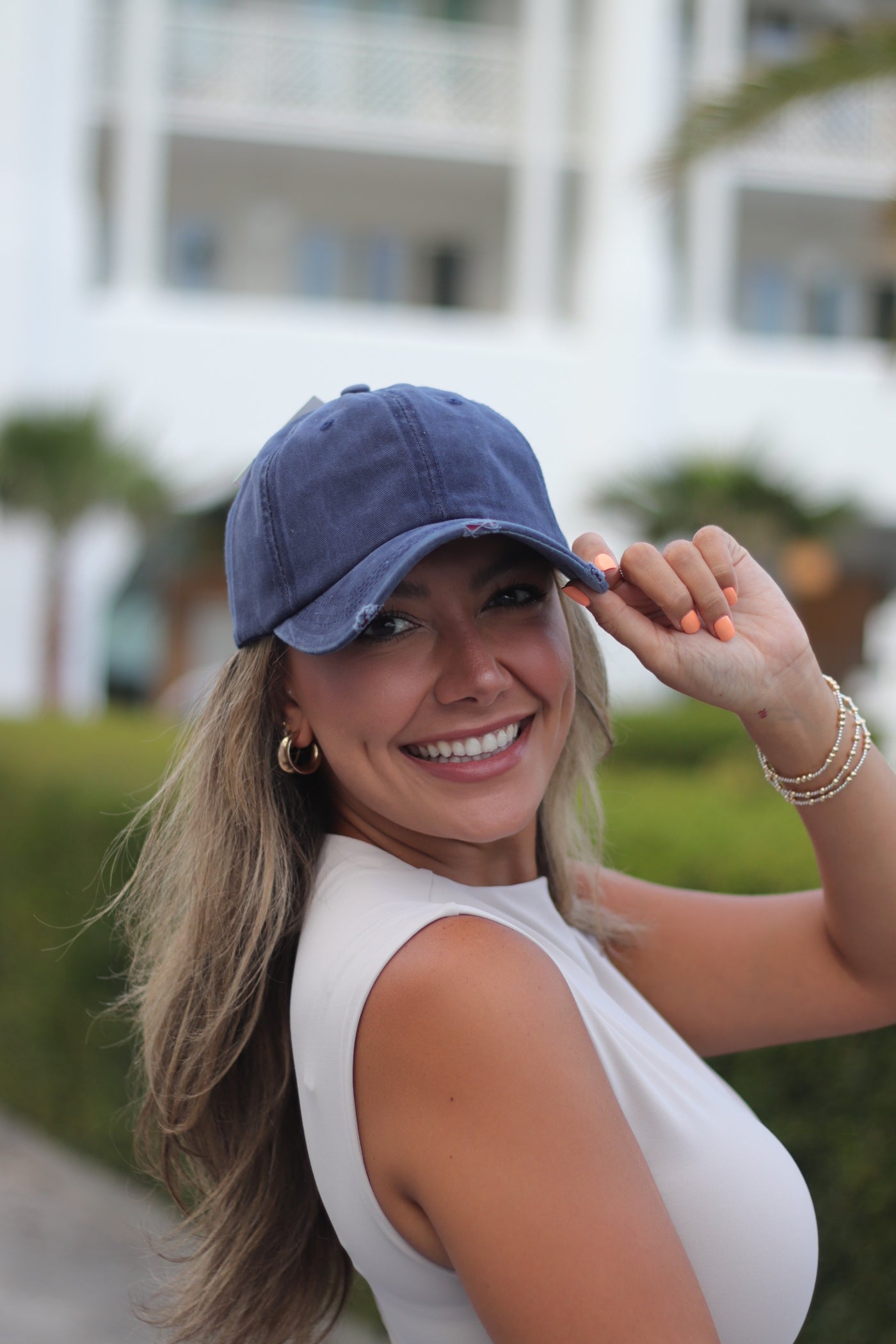 Navy Distressed Hat