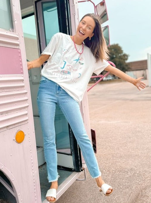 Teacher Life on White Blank Tee Shirt