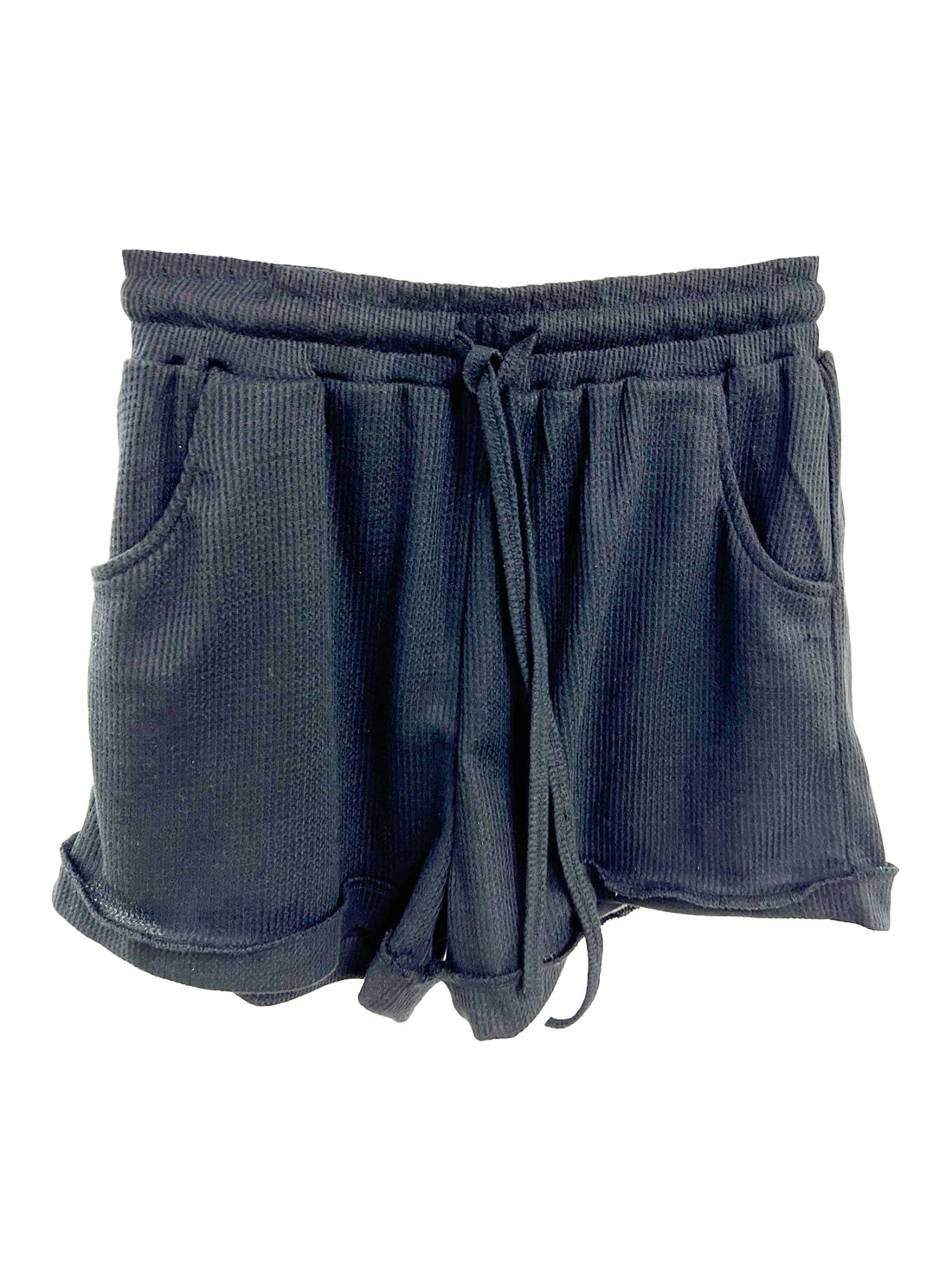 Black Waffle Knit Black Waffle Knit Shorts