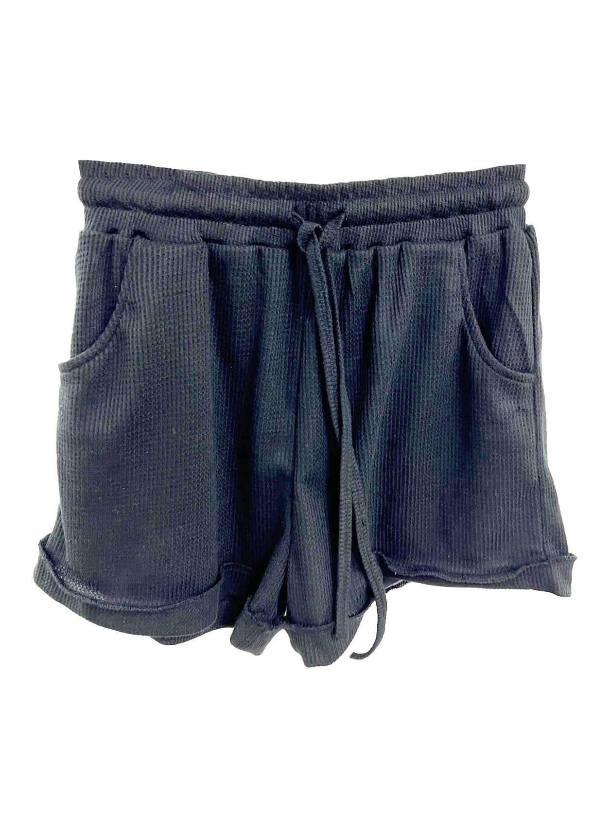 Black Waffle Knit Black Waffle Knit Shorts