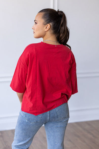 Christmas Trees on Red Boxy Crop Top