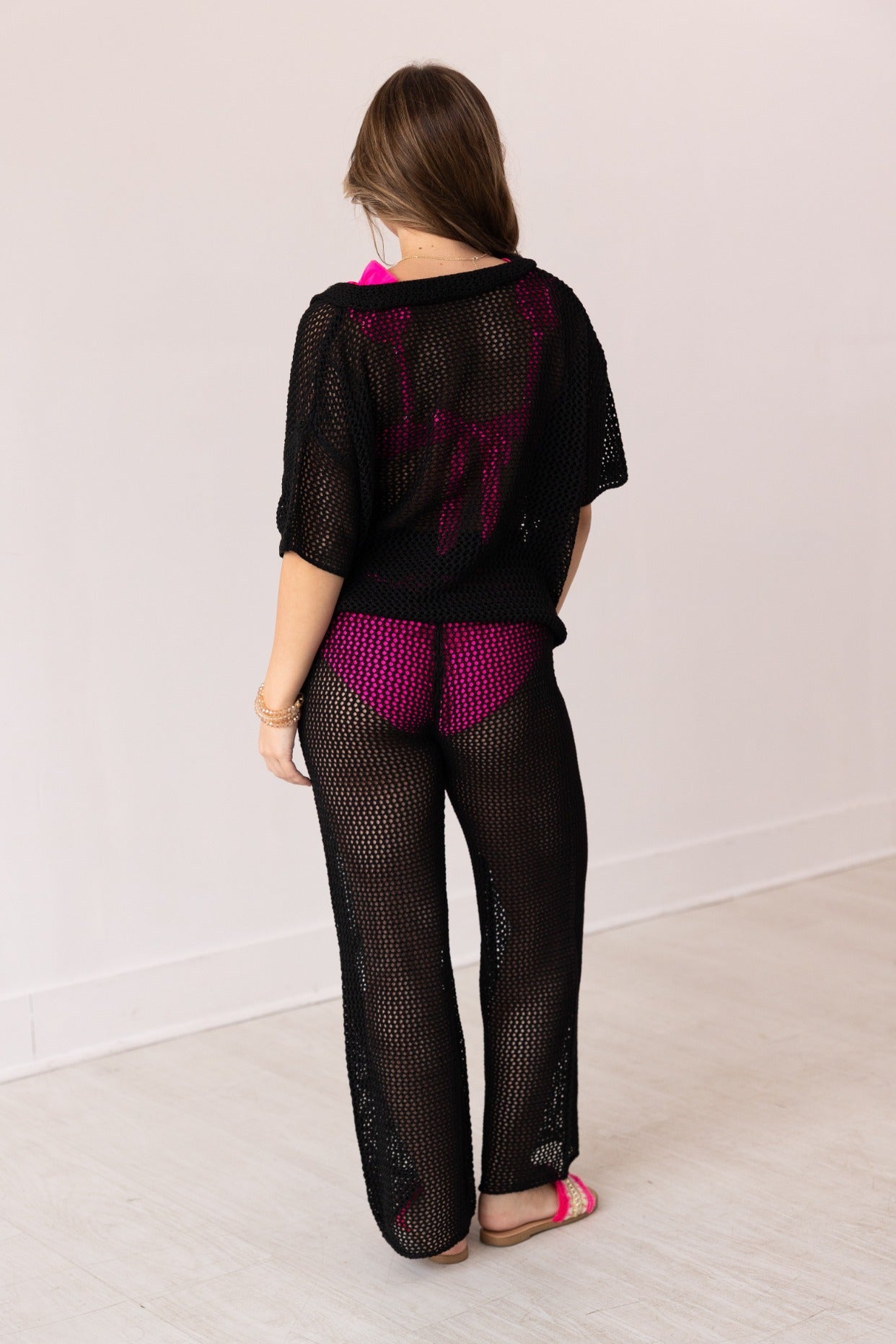 Cover-Up Crochet Pants, Black