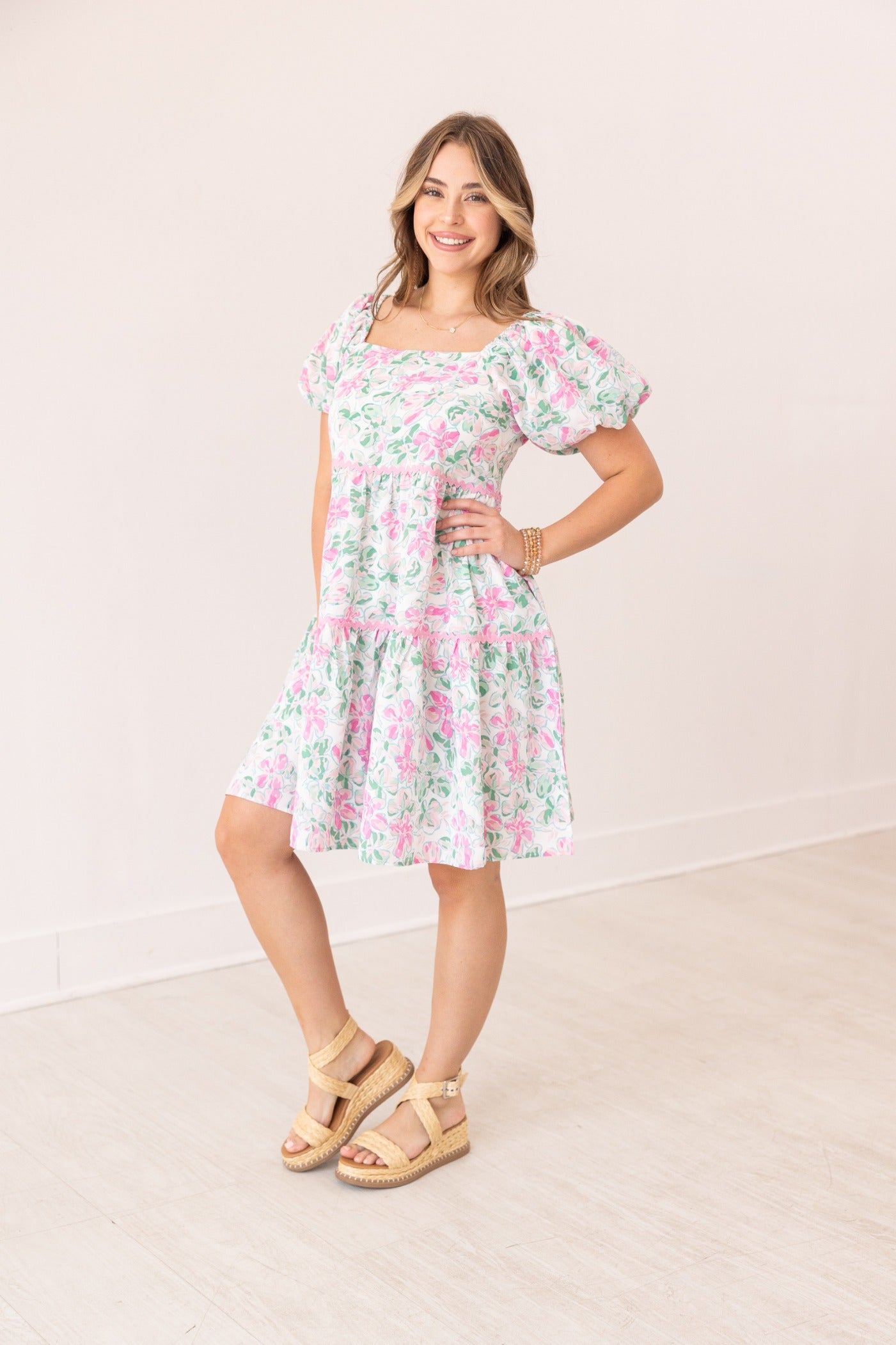 Floral Dress With Scallop Trim