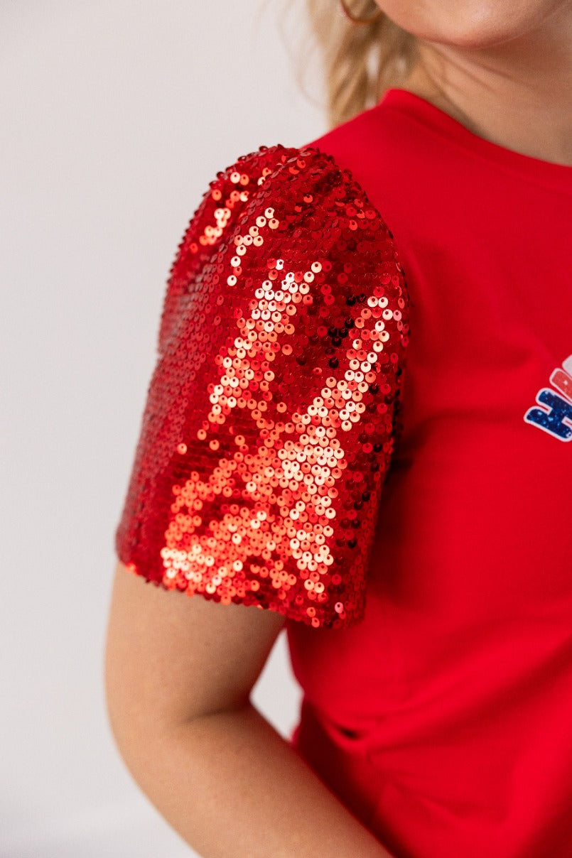 HBD American on Princess Top, Red