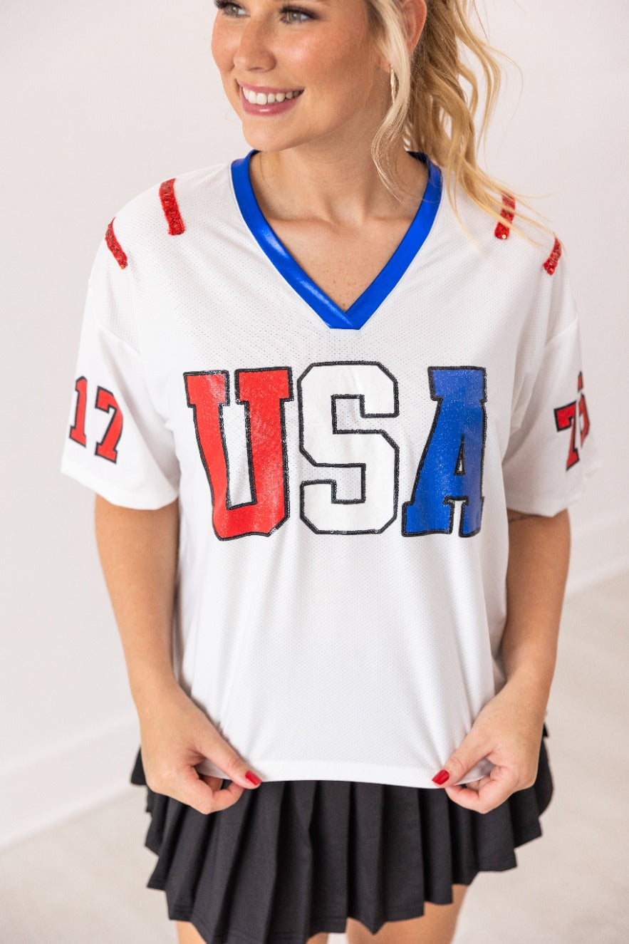 USA Glitter Jersey Top