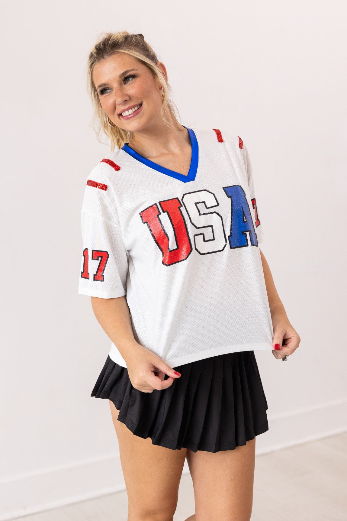 USA Glitter Jersey Top