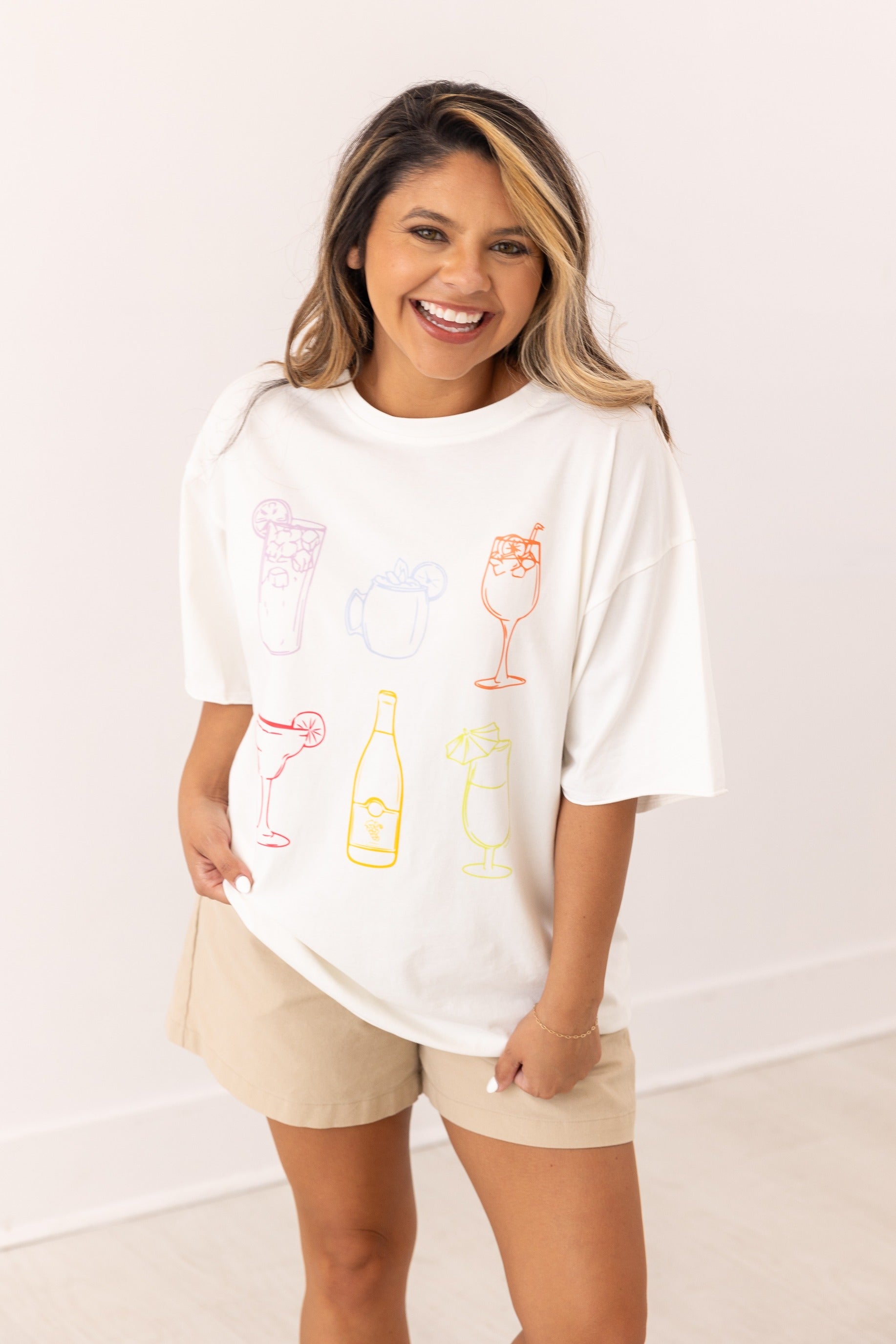 Summer Spritz On White Relaxed Fit Tee