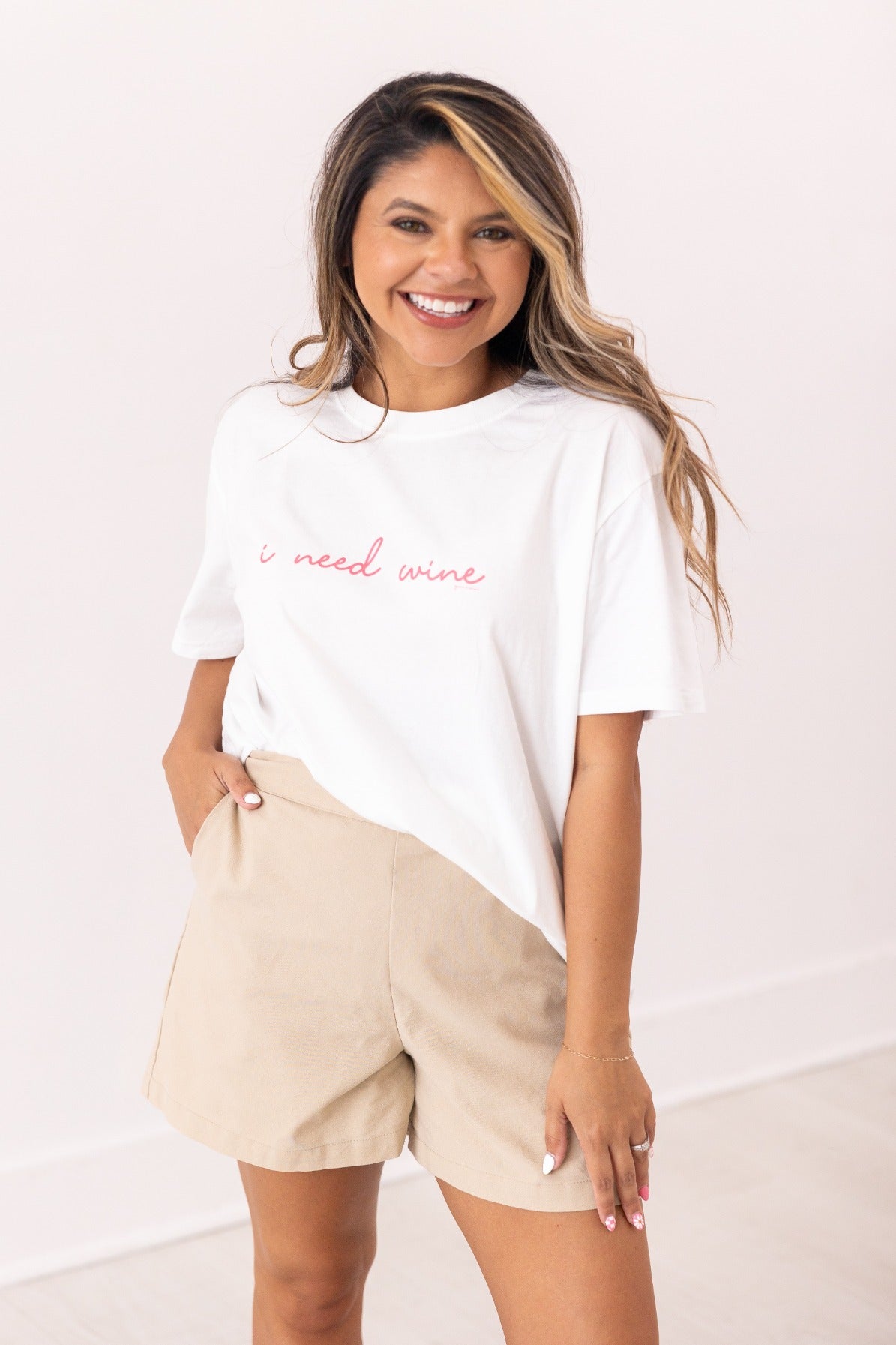 I Need Wine On White True Fit Tee