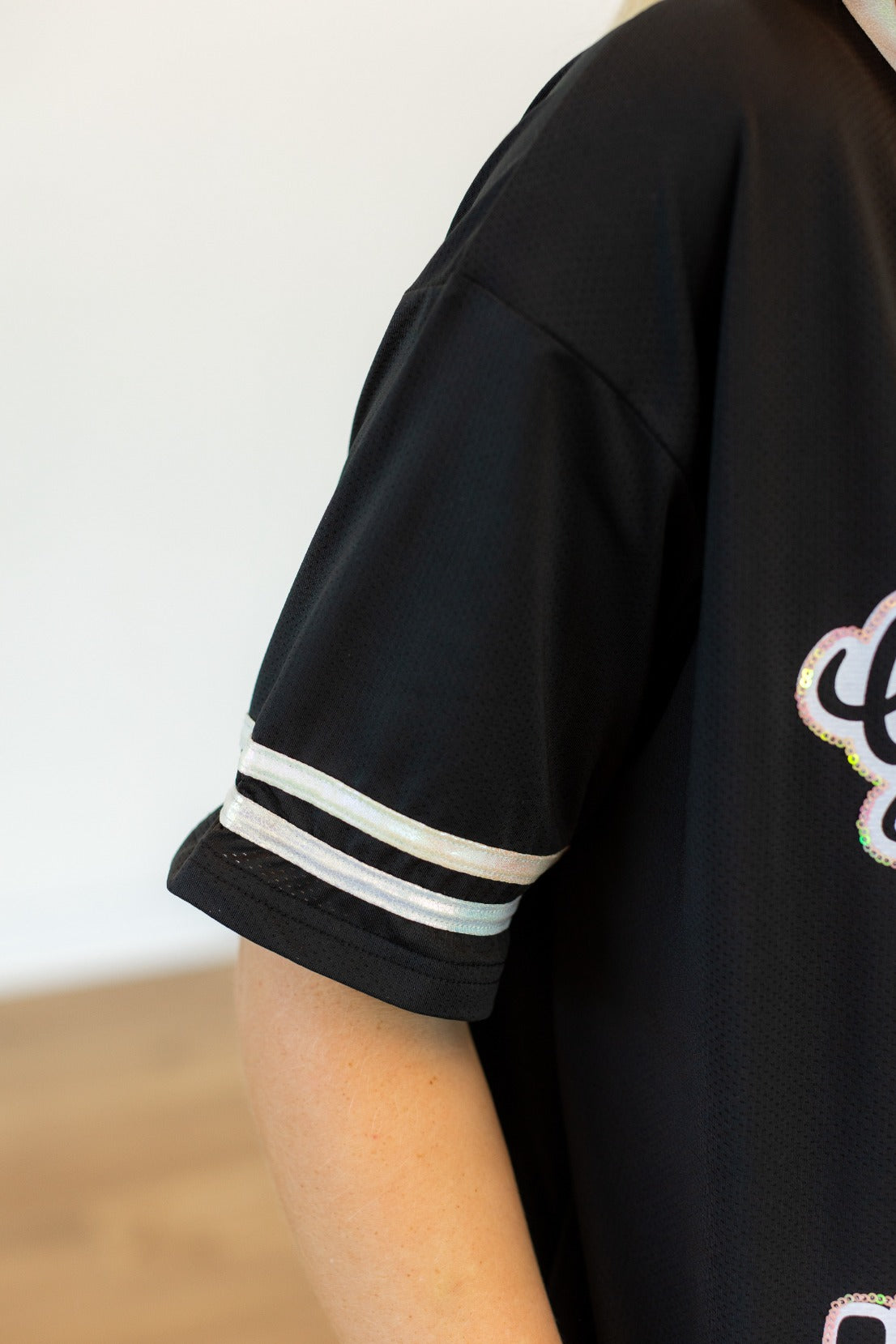 Gameday Black Jersey With Iridescent Sequin