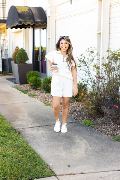 Ivory Knit Shorts