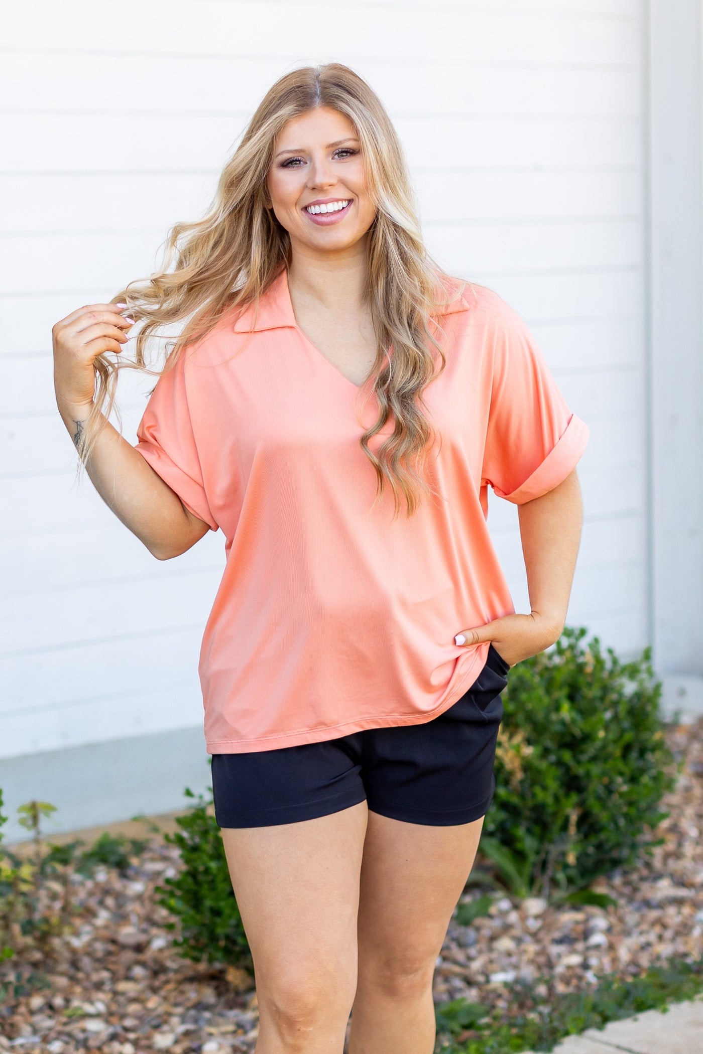 The Cara Top, Light Coral