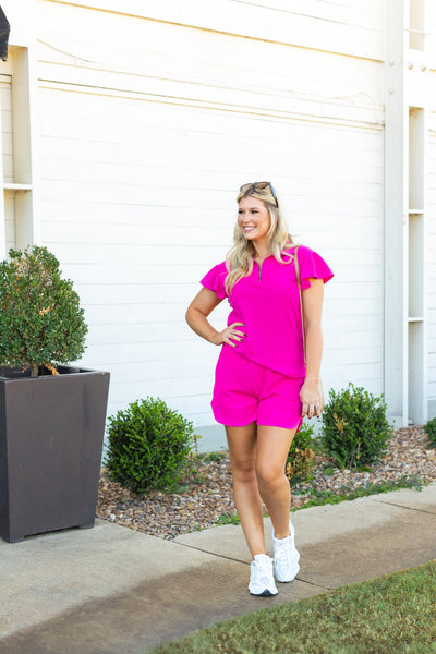 Hot Pink Knit Shorts