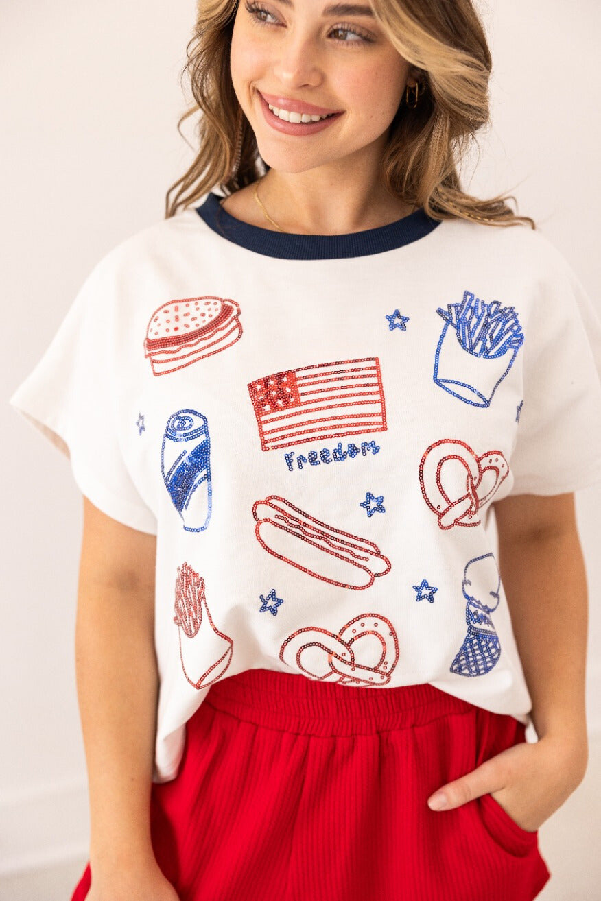 "Freedom" Sequin Embroidered Top