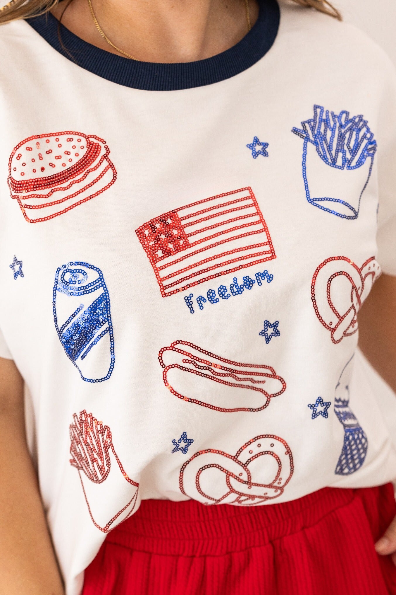 "Freedom" Sequin Embroidered Top