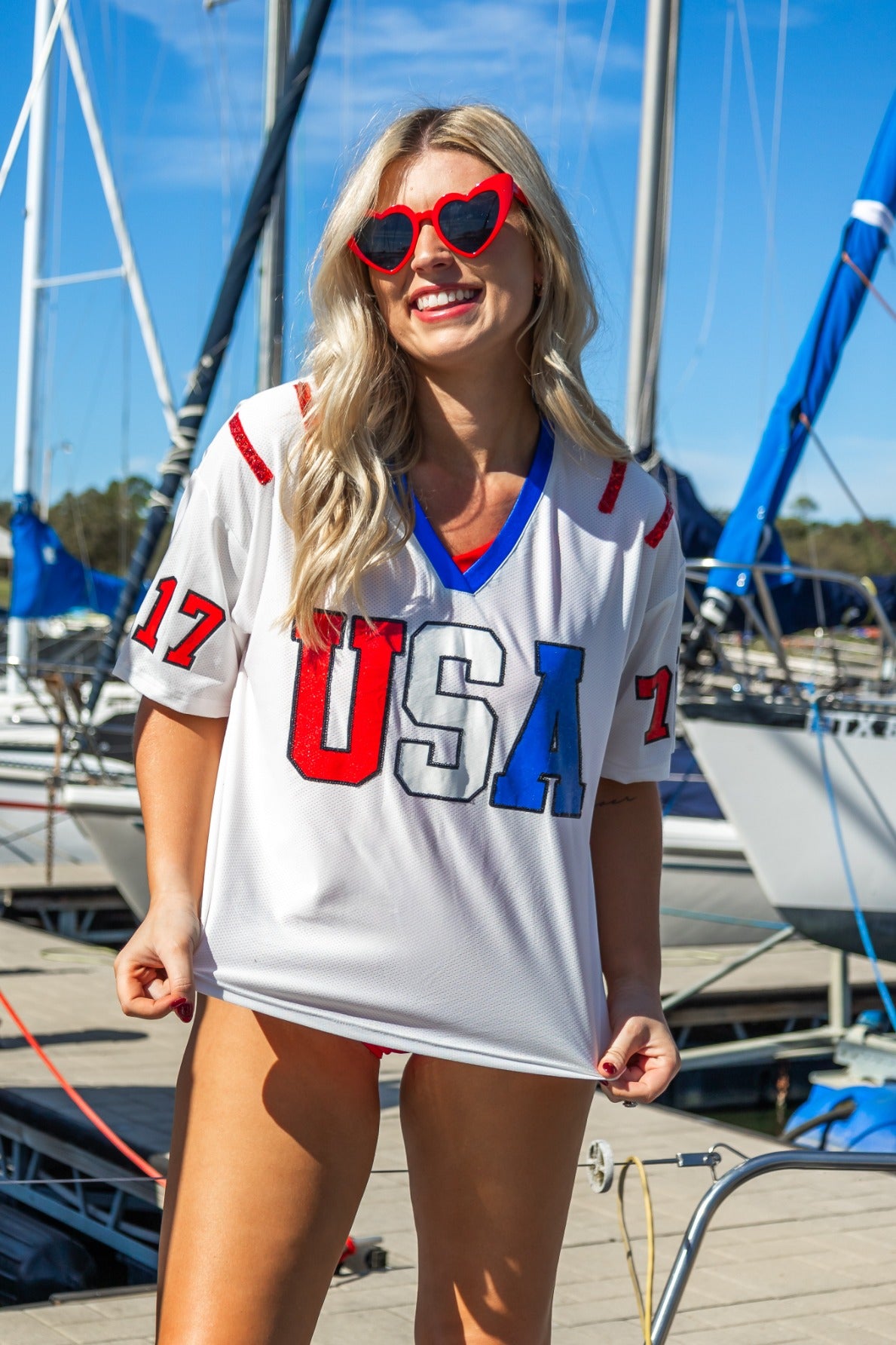USA Glitter Jersey Top