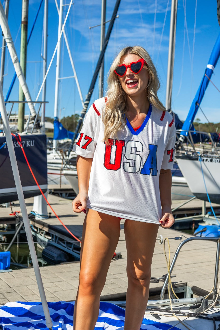 USA Glitter Jersey Top