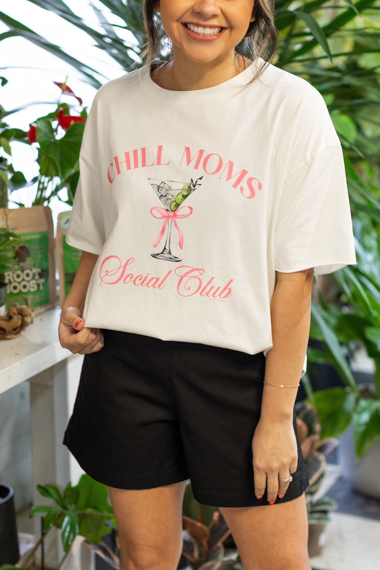 Chill Moms Social Club on White Tee Shirt